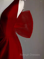 Sexy Sheath V Neckline Long Senior Red Prom Dress Formal Dress