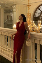 Sexy Sheath V Neckline Red Knee Length Prom Dresses Birthday Outfits