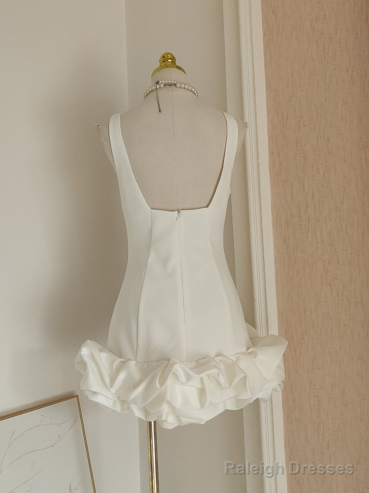 Sexy Sheath White Satin Holiday Dress Travel Vacation Dresses Short Birthday Dress Secondary image