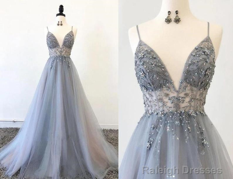 Sexy Silver Grey Prom Dress Long Evening Gown Graduation Party Dress Formal Dress Dresses For Prom
