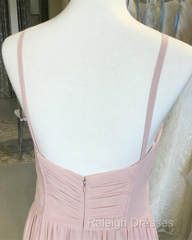 Sexy Spaghetti Straps Long Chiffon Ruched Sweetheart Bridesmaid Dresses