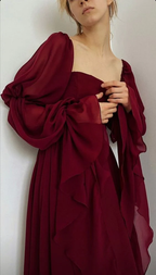 Square Neckline Chiffon Prom Dresses Long 21Th Birthday Outfit