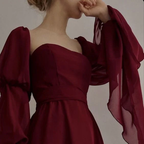 Square Neckline Chiffon Prom Dresses Long 21Th Birthday Outfit