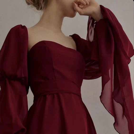 Square Neckline Chiffon Prom Dresses Long 21Th Birthday Outfit