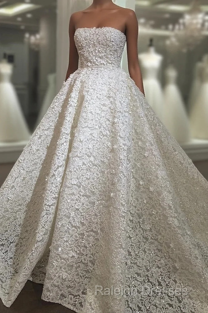 Sexy Strapless Lace Wedding Dresses Ball Gowns Main image