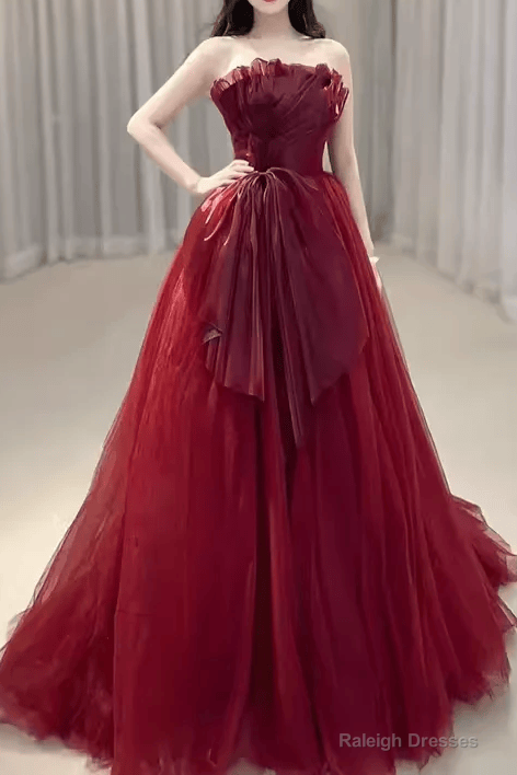 Sexy Strapless Red Prom Dresses Long Prom Dresses