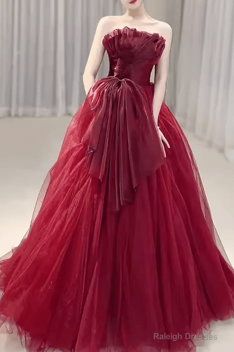 Sexy Strapless Red Prom Dresses Long Prom Dresses