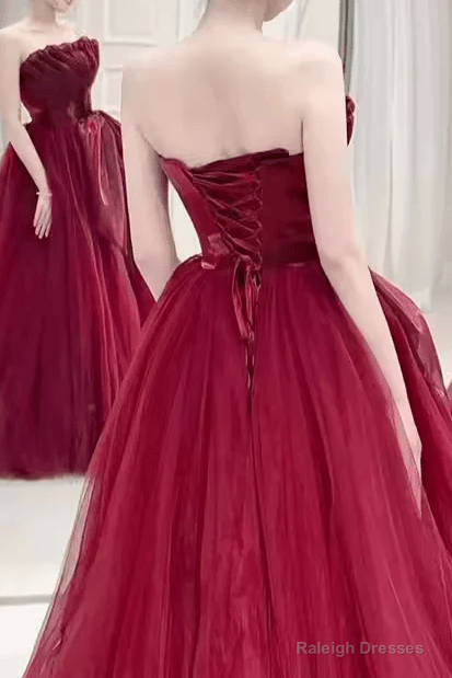 Sexy Strapless Red Prom Dresses Long Prom Dresses