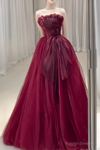 Sexy Strapless Red Prom Dresses Long Prom Dresses