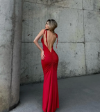 Sheath Spaghetti Straps Backless Navy Blue Satin Prom Dresses Prom Dresses
