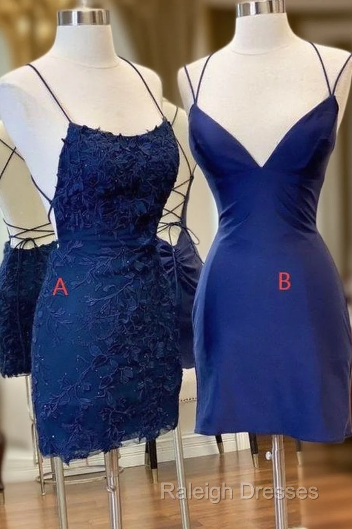 Sexy Straps Sheath Short Homecoming Dress Lace Backless