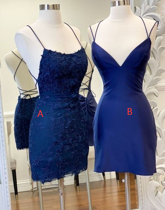 Straps Sheath Short Homecoming Dresses Lace Backless