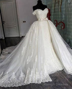 Sweetheart Lace Mermaid Wedding Dress Removable Train