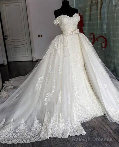 Sweetheart Lace Mermaid Wedding Dress Removable Train