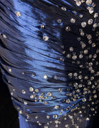 Sweetheart Sleeveless Mermaid Satin Long Navy Blue Prom Dress