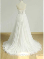 Sexy Sweetheat White Tulle Long Wedding Dress,