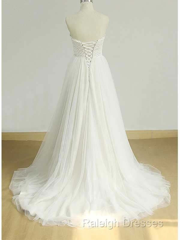 Sexy Sweetheat White Tulle Long Wedding Dress,