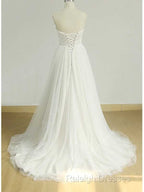 Sweetheat White Tulle Long Wedding Dresses