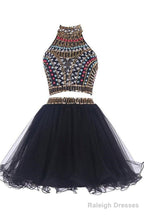 Two Pieces Backless Black Homecoming/Prom Dress