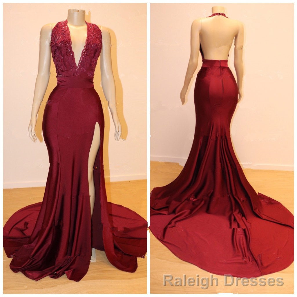 Sexy V Neck Chiffon Mermaid Prom Dress Sequins Long Backless With Split Secondary image