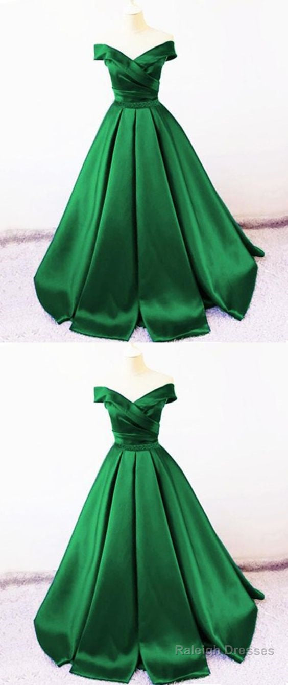 Sexy V Neck Off The Shoulder Satin Ball Gown Prom Dress Beaded Sashes