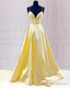V Neck Open Back Satin Prom Dress