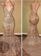 Sexy V-Neck Sequins Mermaid Long Prom Dress On Sale