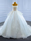 Sexy White Ball Gown Tulle Pearls Straps Wedding Dress