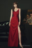 Wine Red Satin Straps Long Prom Dresses Charming Dark Red Prom Dress