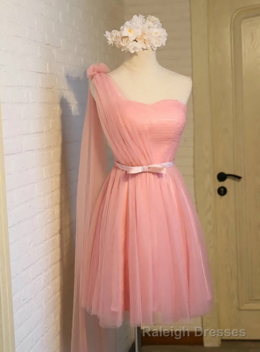 Sexy Women One Shoulder Homecoming Dresses Pink Short Prom Party Cocktail Dresses Main image