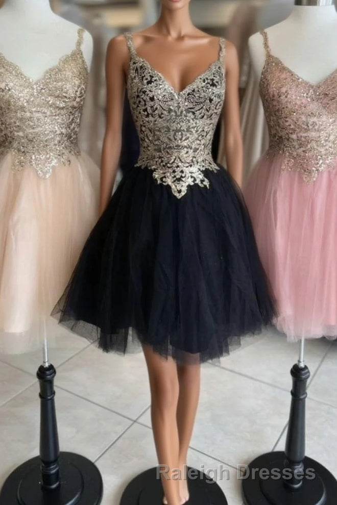 Princess Sequins V-Neck Straps A-Line Homecoming Dress Main image