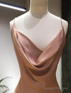 Sheath Champagne Long Prom Dresses, Champagne Floor Length Formal Evening Dresses