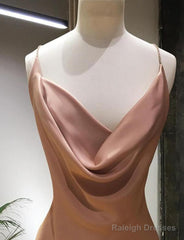 Sheath Champagne Long Prom Dresses, Champagne Floor Length Formal Evening Dresses