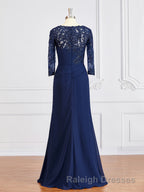 Sheath/Column Bateau Floor-Length Chiffon Mother of the Bride Dresses With Appliques Lace
