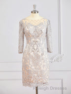 Sheath/Column Bateau Short/Mini Chiffon Mother of the Bride Dresses With Appliques Lace