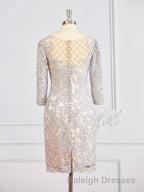 Sheath/Column Bateau Short/Mini Chiffon Mother of the Bride Dresses With Appliques Lace