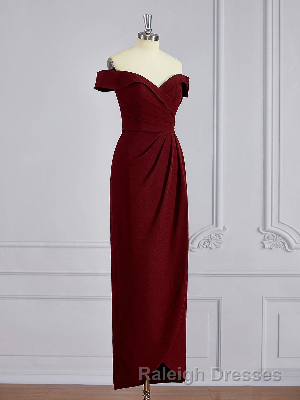Sheath/Column Off-the-Shoulder Floor Length Stretch Crepe Mother of the Bride Dress With Ruffles
