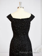 Sheath/Column Off-the-Shoulder Floor Length Tulle Mother of the Bride Dress With Beading