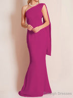 Sheath/Column One-Shoulder Floor-Length Chiffon Mother of the Bride Dresses With Ruffles