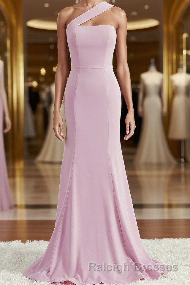Sheath/Column One-Shoulder Floor-Length Stretch Crepe Bridesmaid Dresses Main image