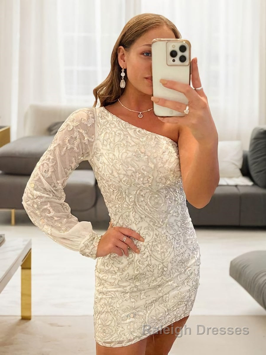 Sheath/Column One Shoulder Short Mini Homecoming Dresses
