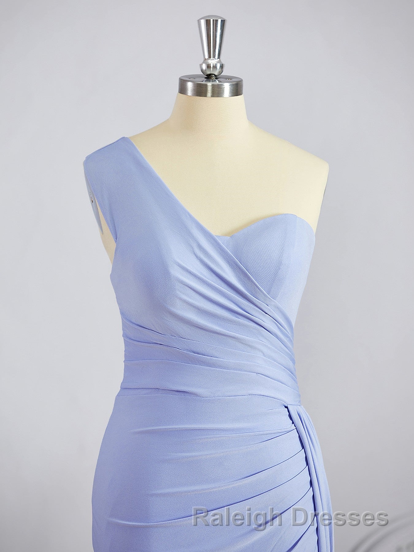 Sheath/Column One Shoulder Sweep Train Jersey Bridesmaid Dress