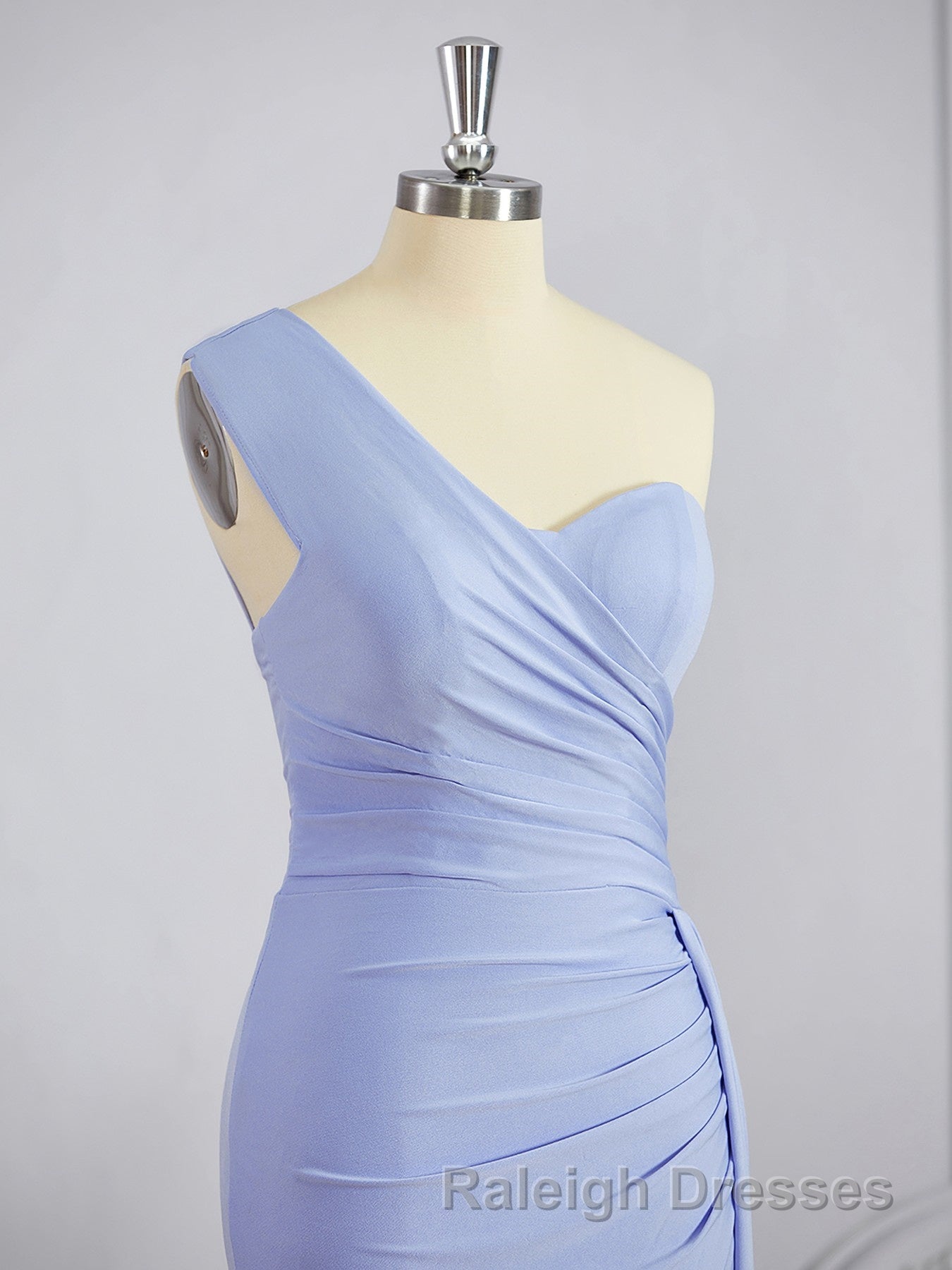 Sheath/Column One Shoulder Sweep Train Jersey Bridesmaid Dress