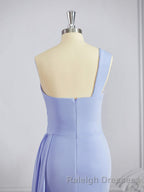 Sheath/Column One-Shoulder Sweep Train Jersey Bridesmaid Dresses