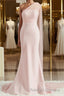 Sheath/Column One-Shoulder Sweep Train Stretch Crepe Bridesmaid Dresses