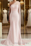 Sheath/Column One Shoulder Sweep Train Stretch Crepe Bridesmaid Dress