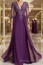Sheath/Column Scoop Floor-Length Chiffon Mother of the Bride Dresses With Lace