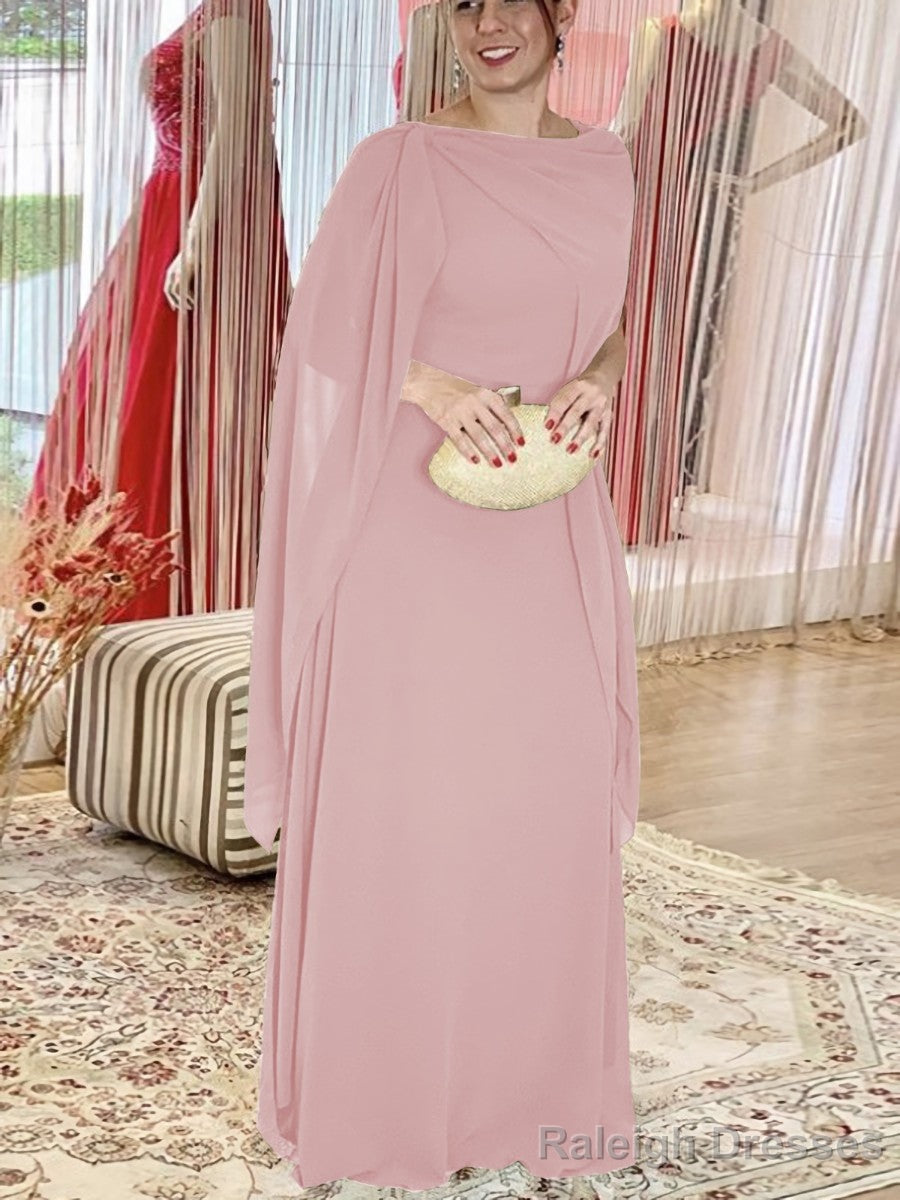 Sheath/Column Scoop Floor-Length Chiffon Mother of the Bride Dresses With Ruffles