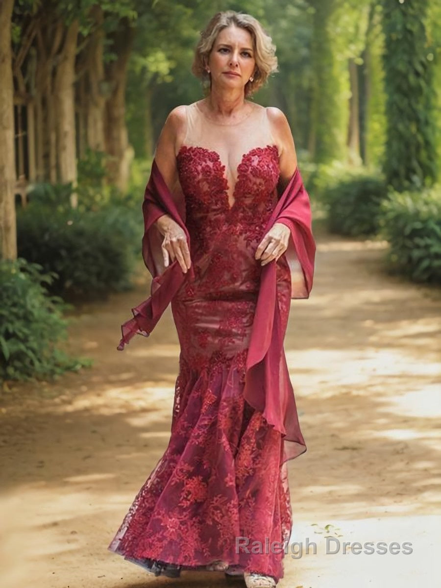 Sheath/Column Scoop Floor-Length Lace Mother of the Bride Dresses With Appliques Lace Main image