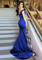 Sheath/Column Sleeveless Sweetheart Sweep Train Elastic Satin Prom Dress